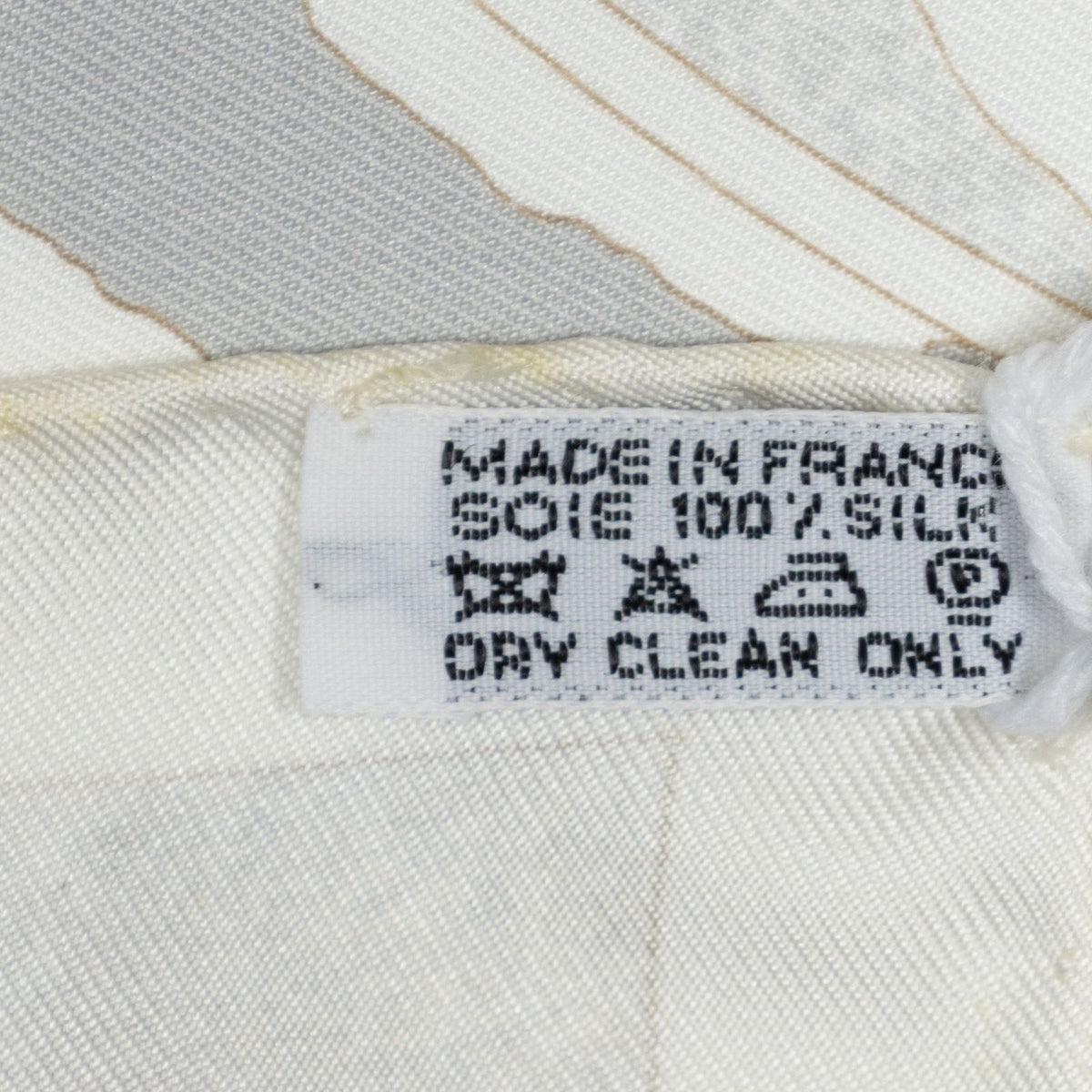 Hermes Scarf Ivory Gray Yellow Twill Silk — view 5