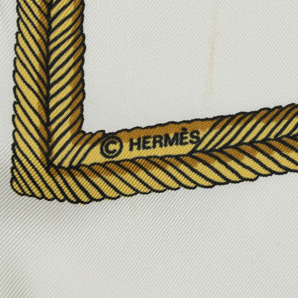 Hermes Scarf Ivory Yellow Twill Silk — view 4