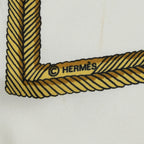 Hermes Scarf Ivory Yellow Twill Silk — view 4