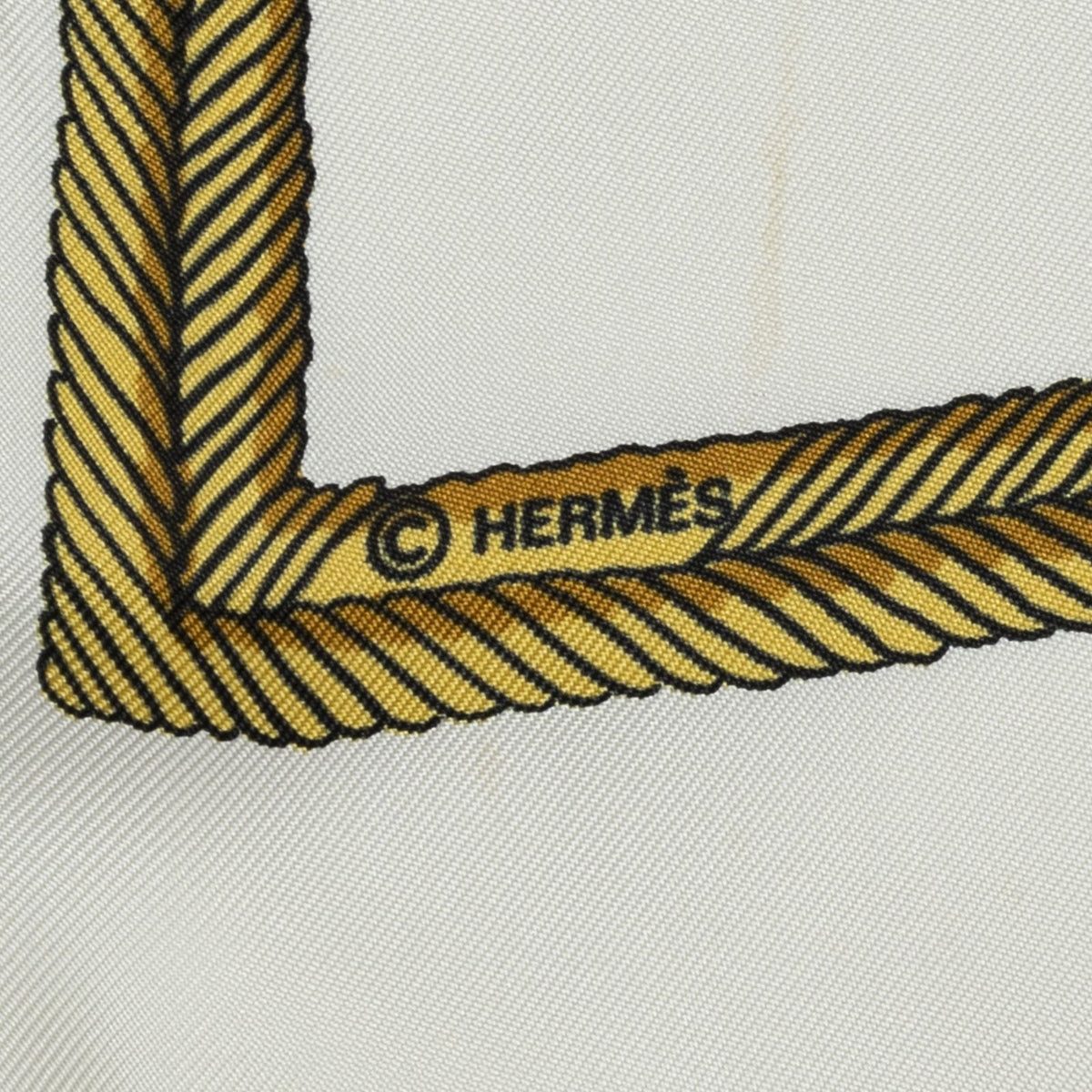Hermes Scarf Ivory Yellow Twill Silk — view 4