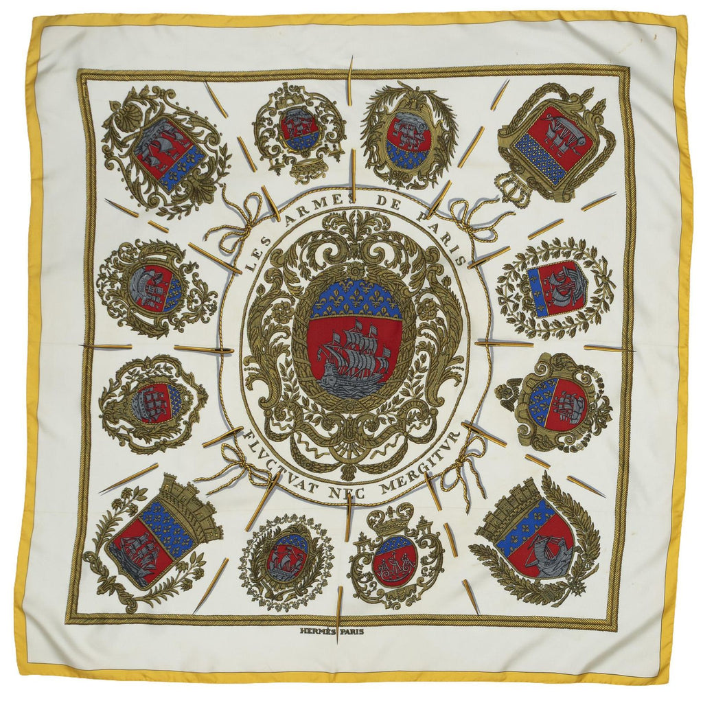Hermes Scarf Ivory Yellow Twill Silk — view 2