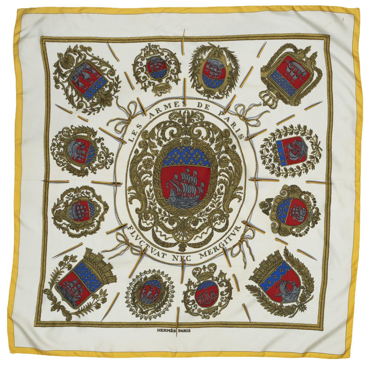 Hermes Scarf Ivory Yellow Twill Silk — view 2