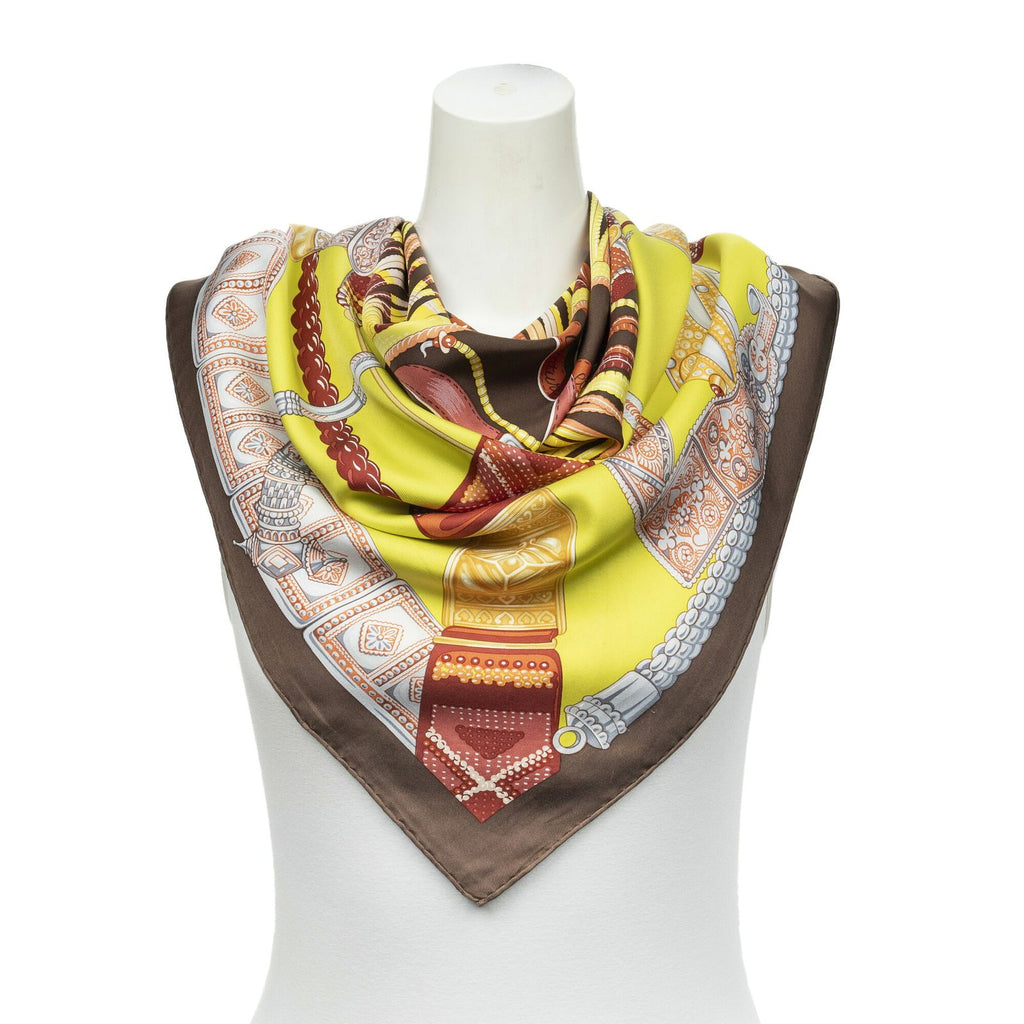 Hermes Scarf Brown Burgundy Twill Silk