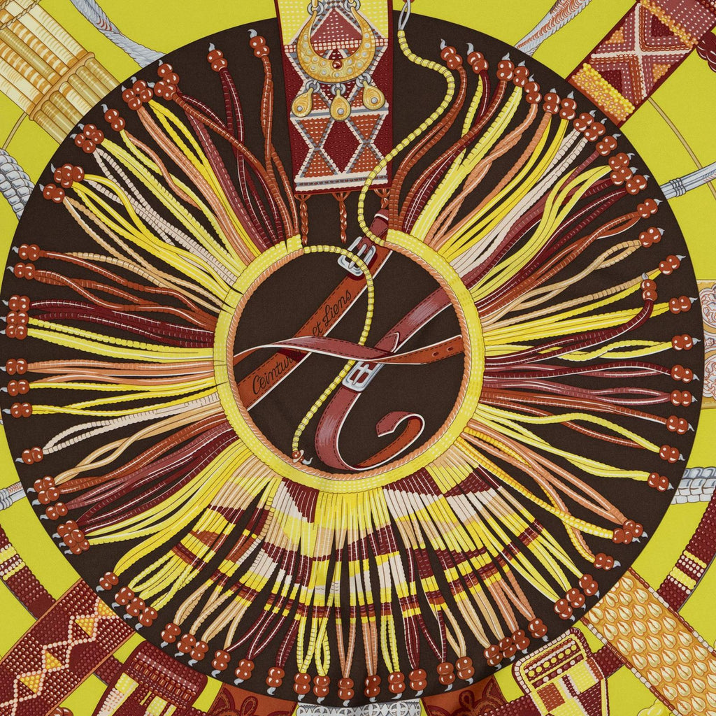 Hermes Scarf Brown Burgundy Twill Silk — view 3
