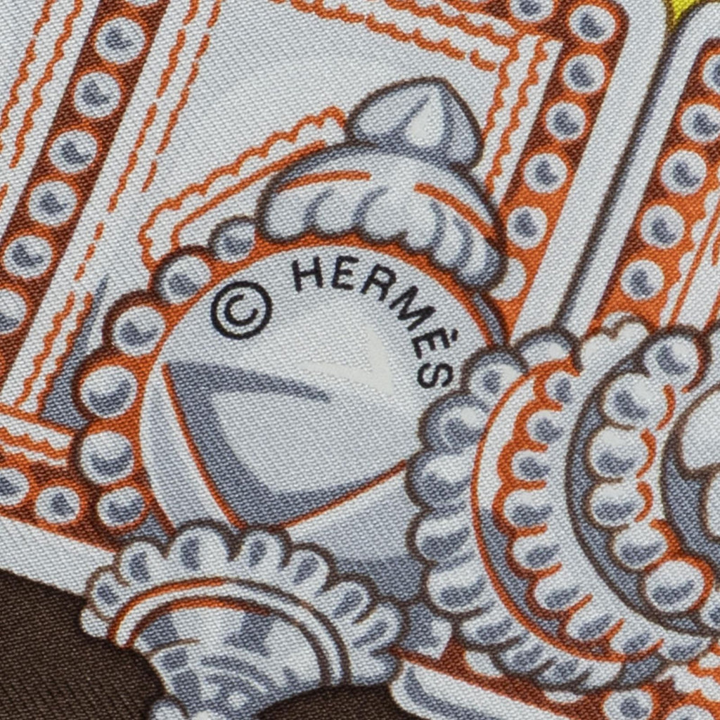 Hermes Scarf Brown Burgundy Twill Silk — view 4