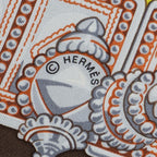 Hermes Scarf Brown Burgundy Twill Silk — view 4