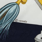 Hermes Scarf Navy White Yellow Jacquard Silk — view 4