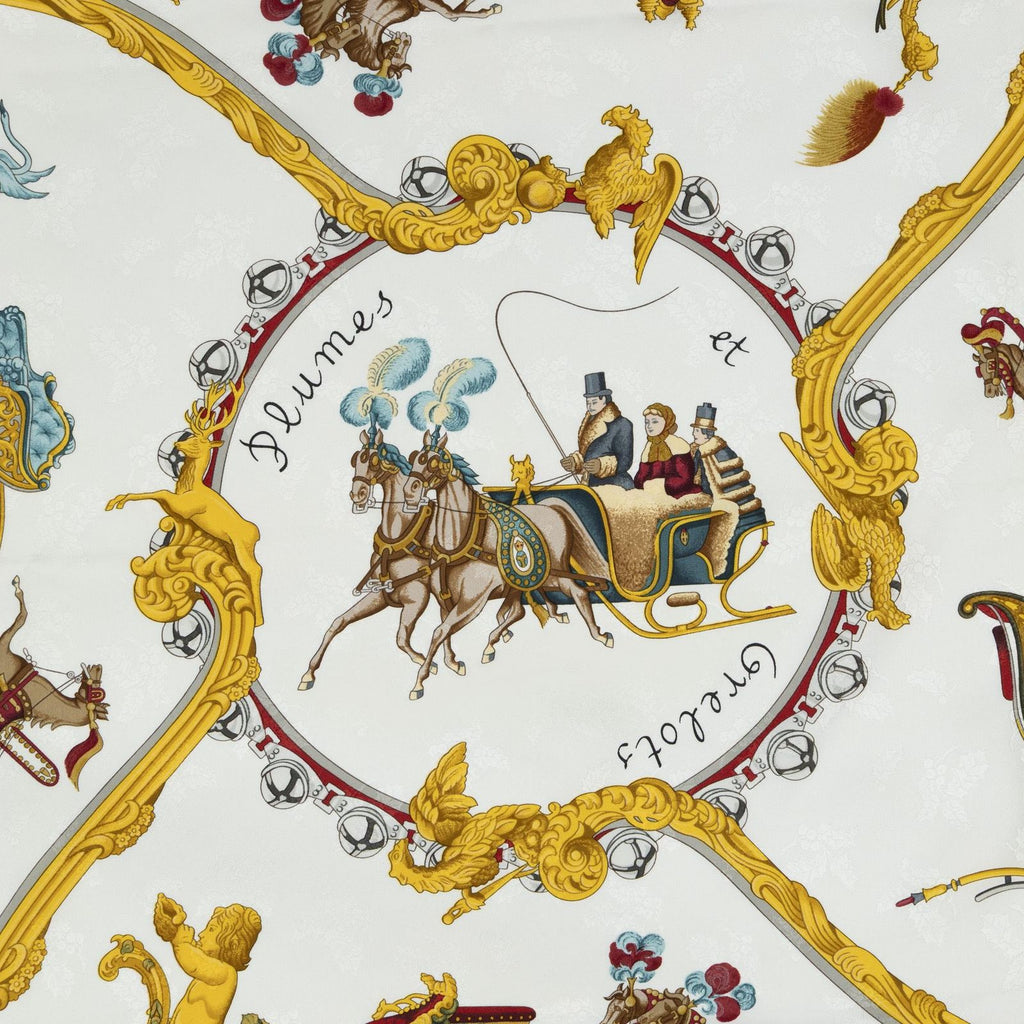 Hermes Scarf Navy White Yellow Jacquard Silk — view 3