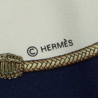 Hermes Scarf Navy Ivory Yellow Twill Silk — view 4