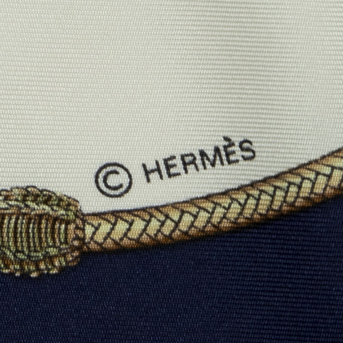 Hermes Scarf Navy Ivory Yellow Twill Silk — view 4