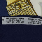 Hermes Scarf Navy Ivory Yellow Twill Silk — view 6