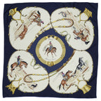 Hermes Scarf Navy Ivory Yellow Twill Silk — view 2