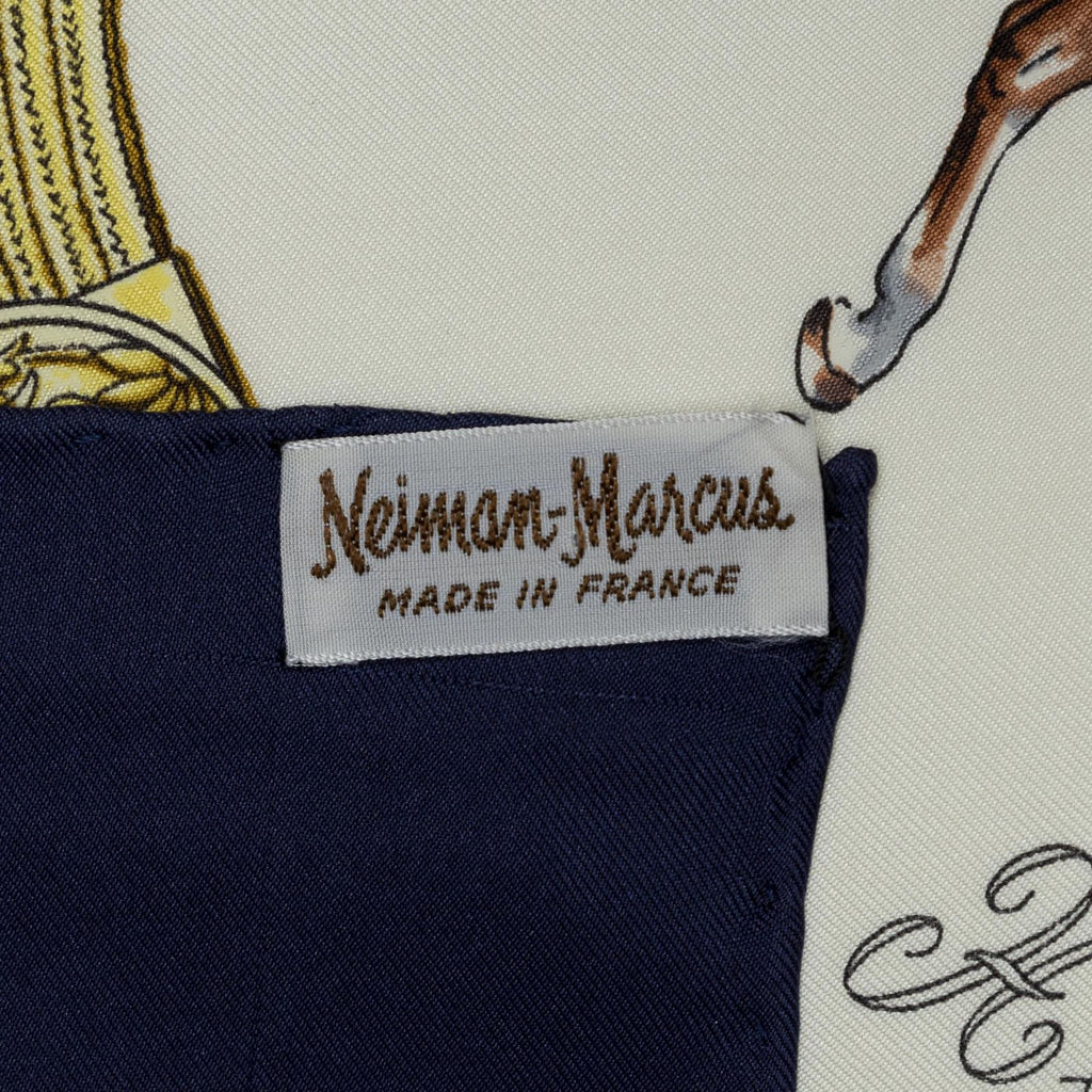 Hermes Scarf Navy Ivory Yellow Twill Silk — view 5