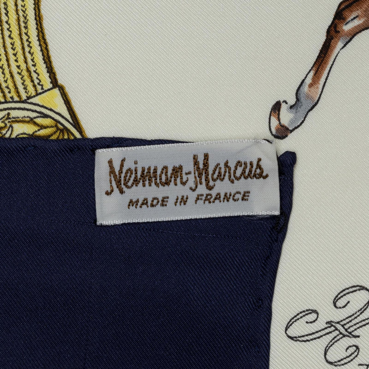 Hermes Scarf Navy Ivory Yellow Twill Silk — view 5