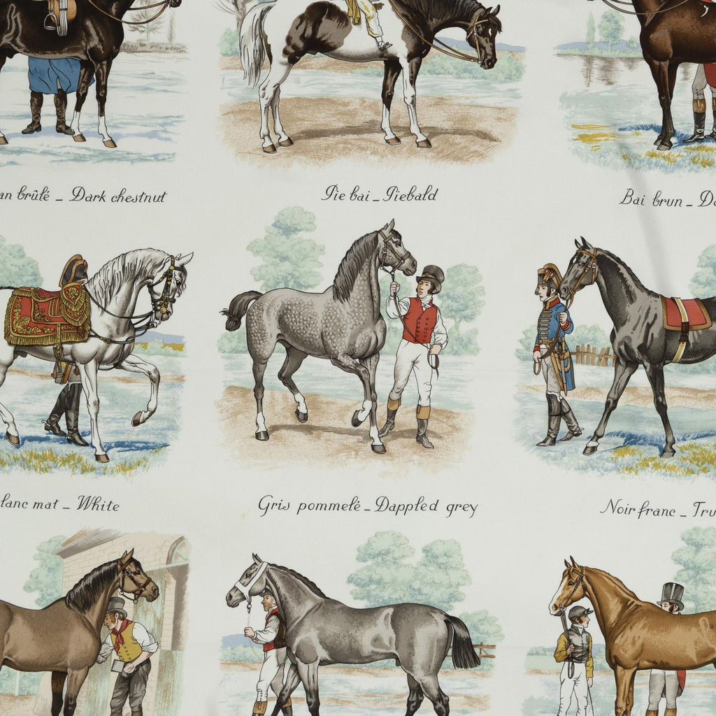 Hermes Scarf Blue Ivory Brown Twill Silk — view 3