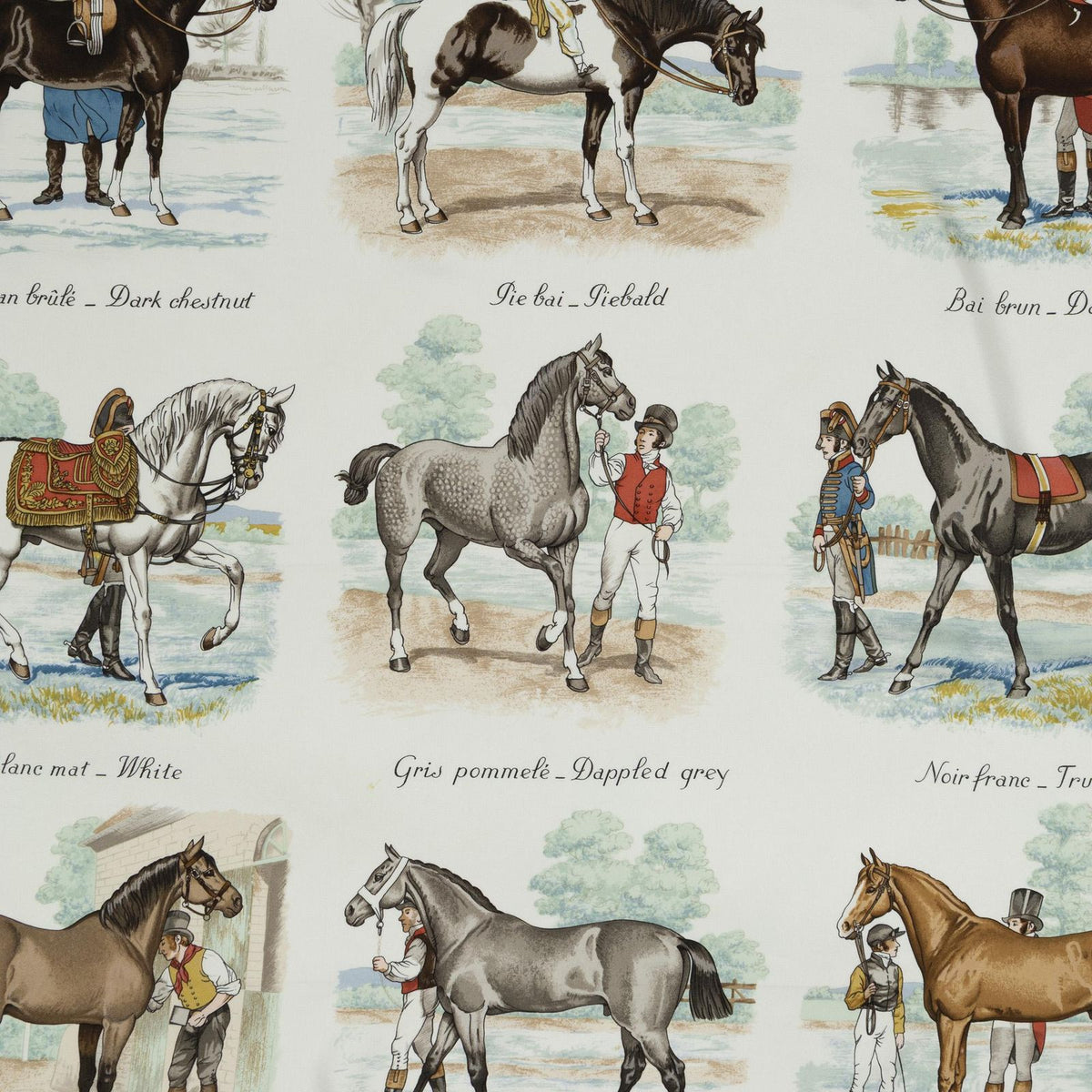 Hermes Scarf Blue Ivory Brown Twill Silk — view 3