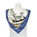Hermes Scarf Blue Ivory Brown Twill Silk