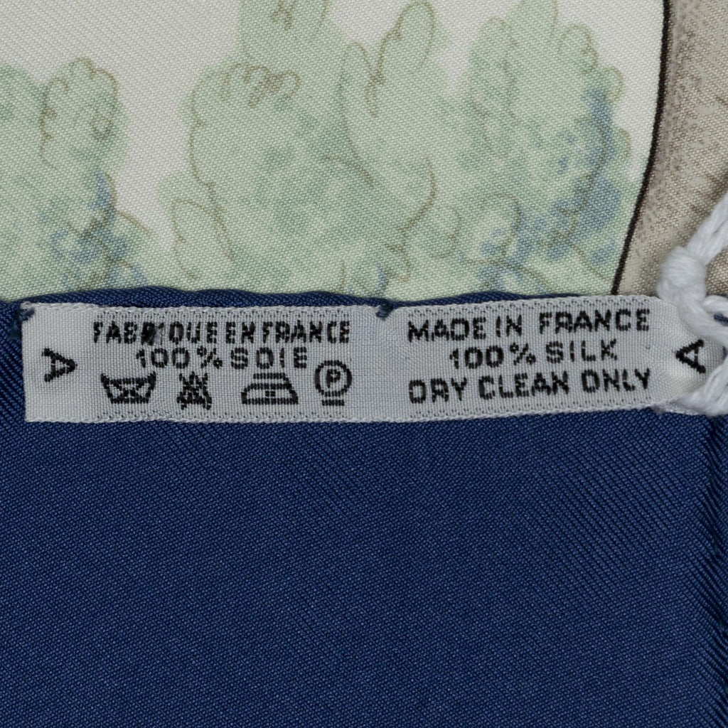 Hermes Scarf Blue Ivory Brown Twill Silk — view 5