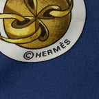 Hermes Scarf Blue Ivory Brown Twill Silk — view 4