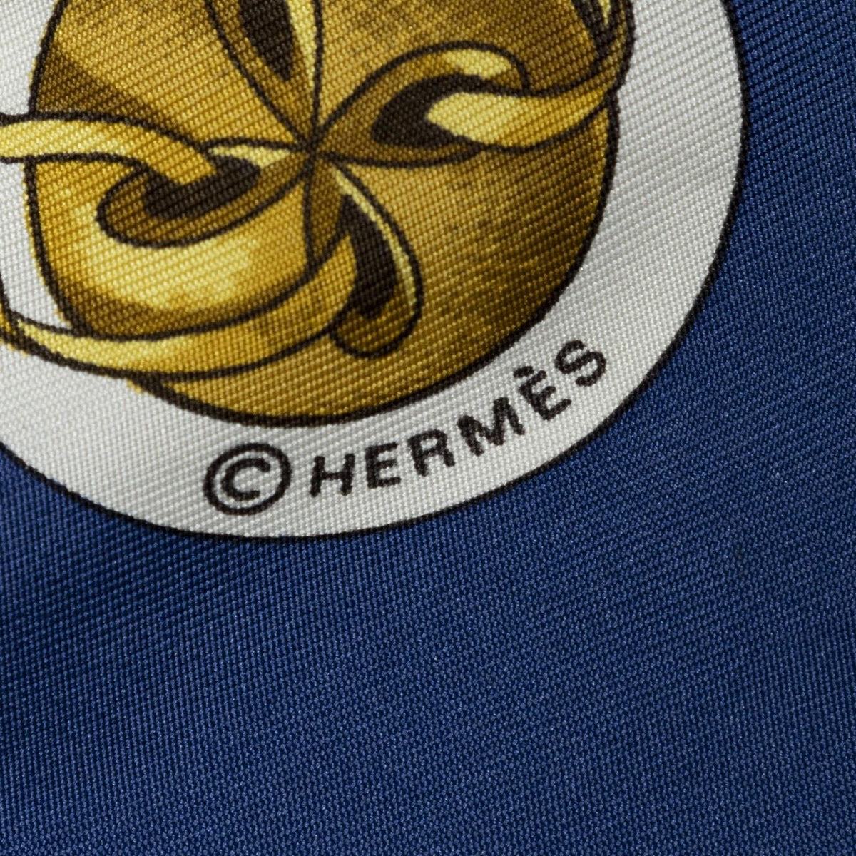 Hermes Scarf Blue Ivory Brown Twill Silk — view 4
