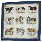 Hermes Scarf Blue Ivory Brown Twill Silk — view 2