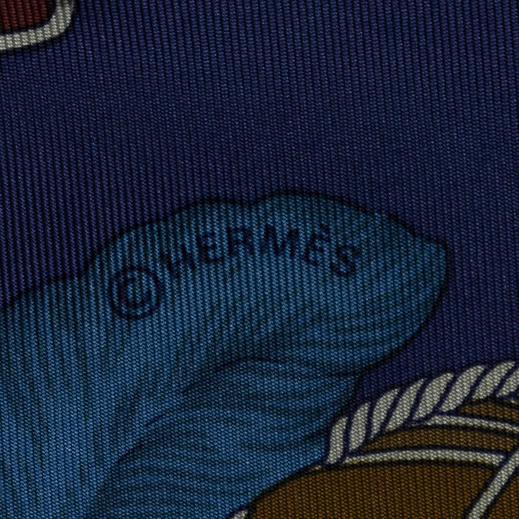 Hermes Scarf Navy Red Green Twill Silk — view 4