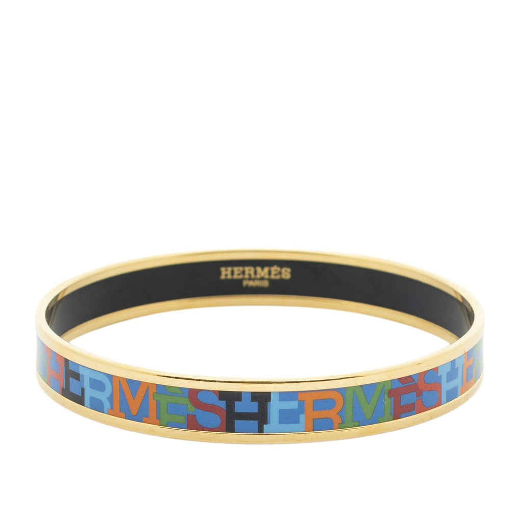 Hermes Enamel Bangle Multicolor Alphabet Motif Bracelet — view 2