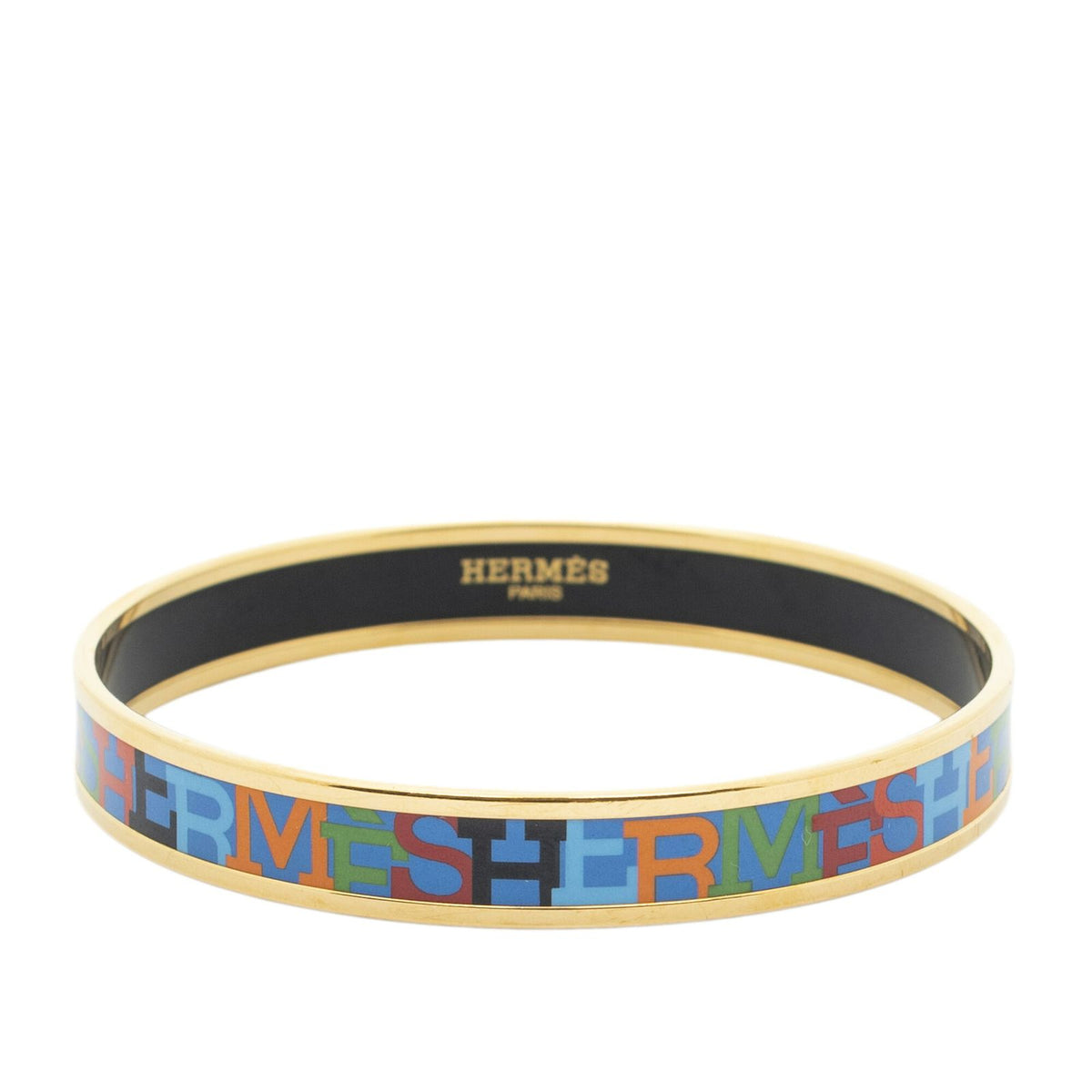 Hermes Enamel Bangle Multicolor Alphabet Motif Bracelet — view 2