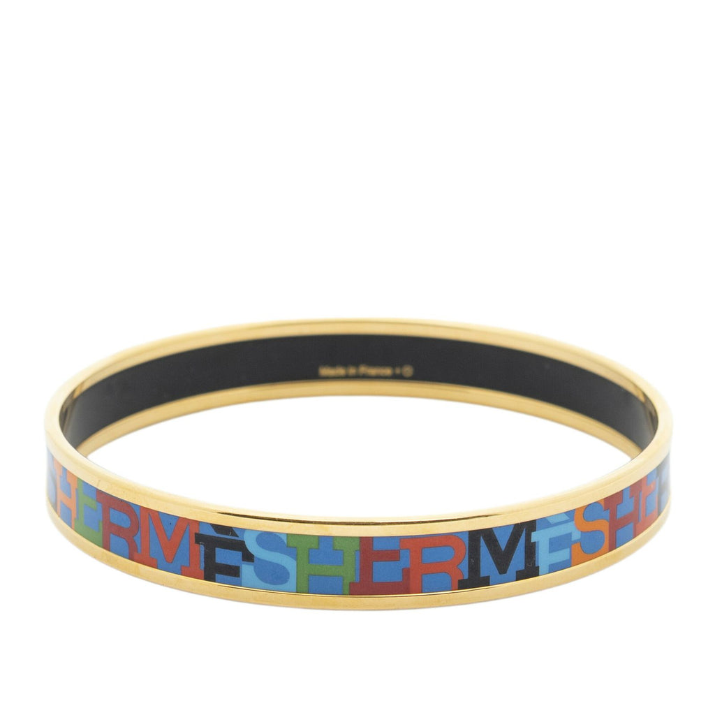 Hermes Enamel Bangle Multicolor Alphabet Motif Bracelet — view 3