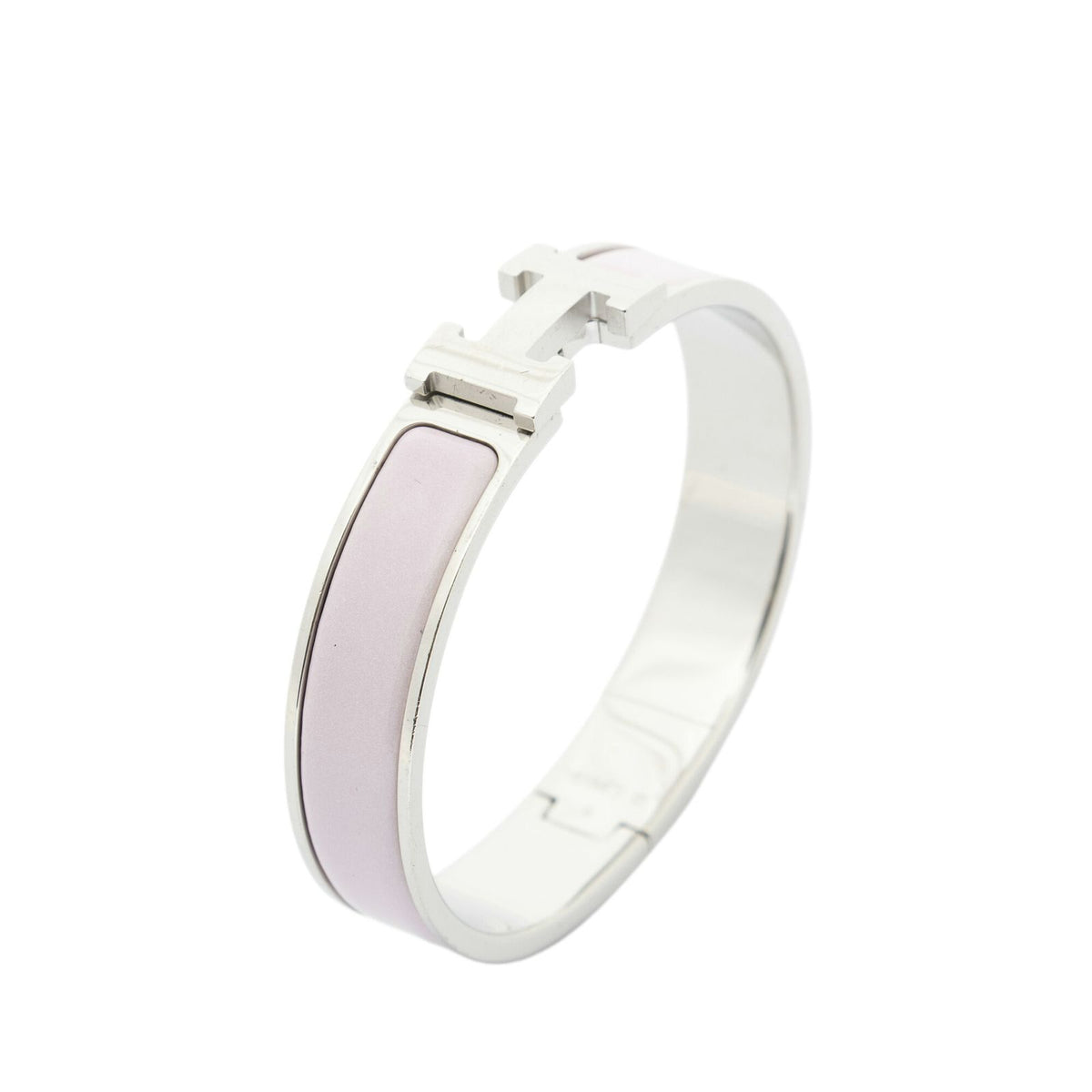 Hermes CC Logo Bracelet Pink Silver Plated