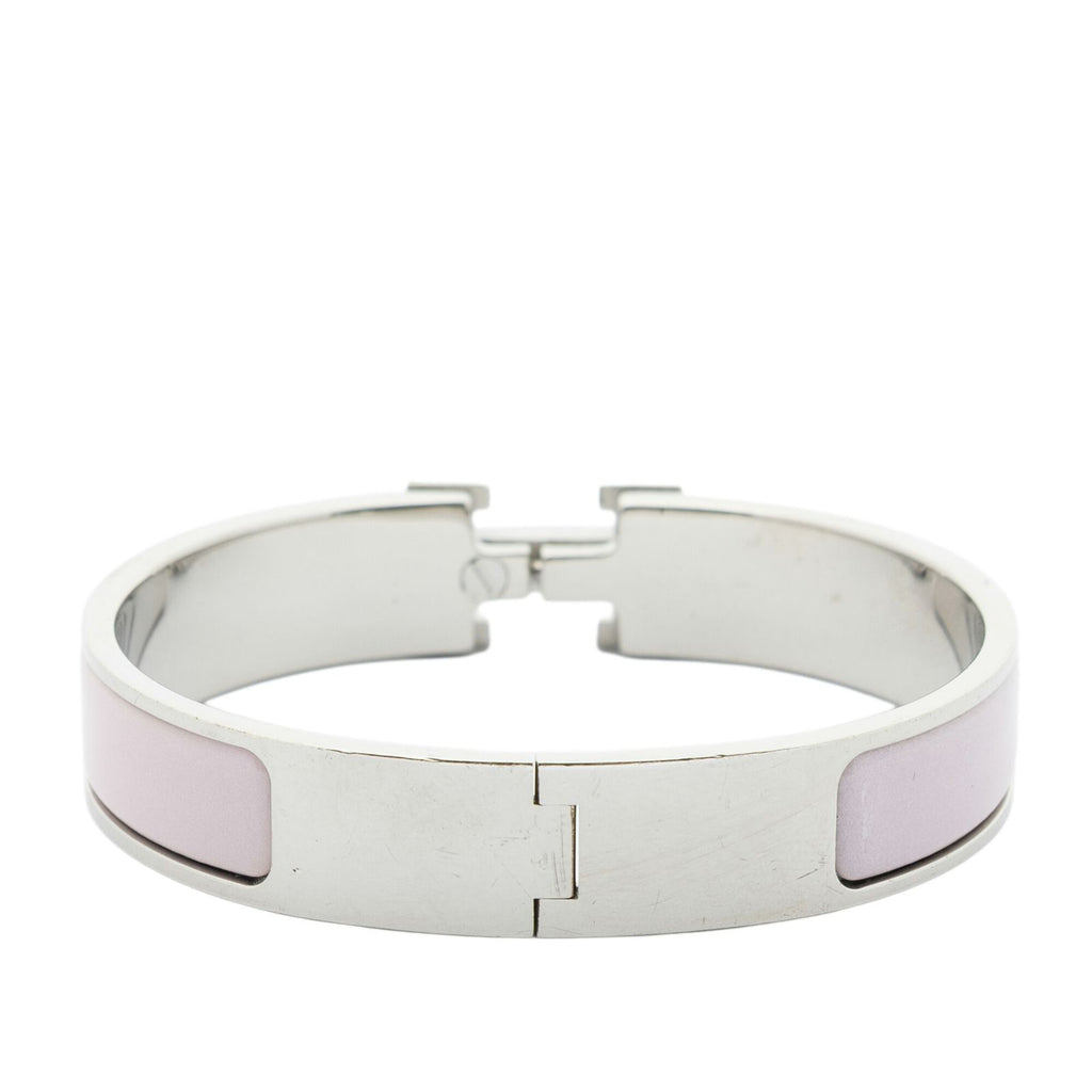 Hermes CC Logo Bracelet Pink Silver Plated — view 3