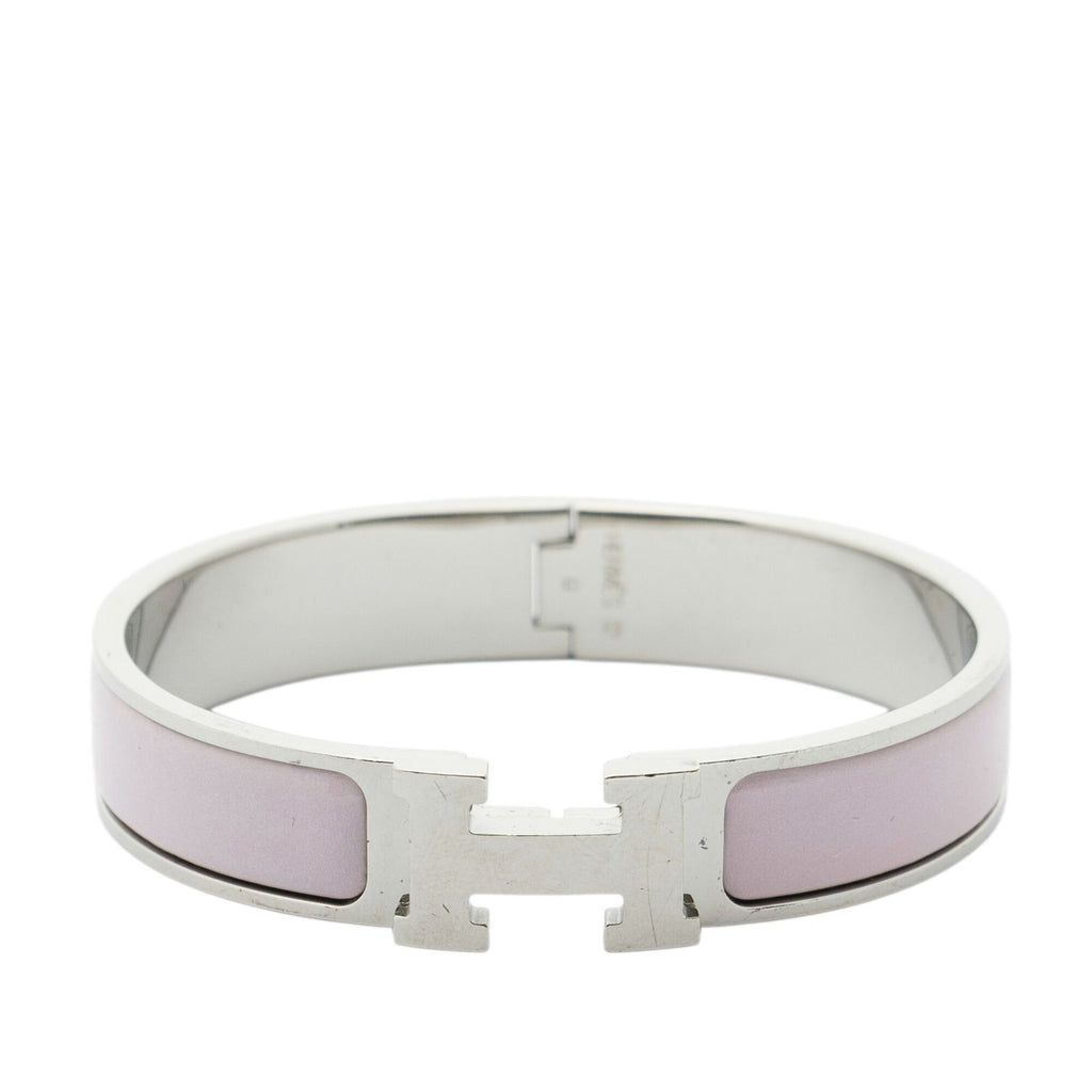 Hermes CC Logo Bracelet Pink Silver Plated — view 2