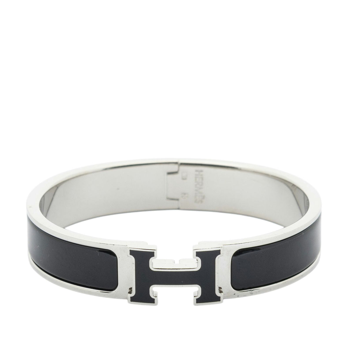 Hermes CC Logo Bracelet Black Silver Plated — view 2