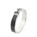 Hermes CC Logo Bracelet Black Silver Plated