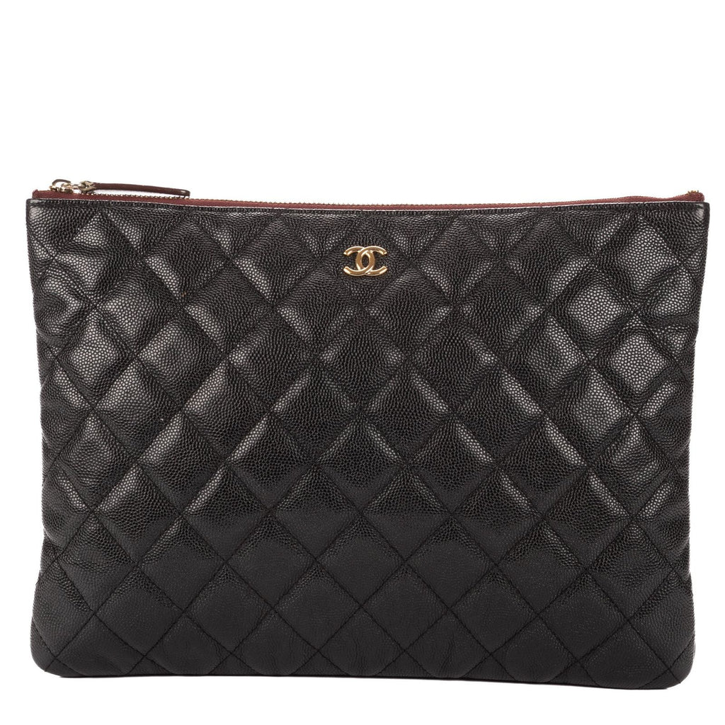 Chanel Zip Pouch Black Caviar Leather