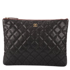 Chanel Zip Pouch Black Caviar Leather