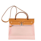 Hermes Herbag Light Pink Tan Toile Officier Handbag — view 5