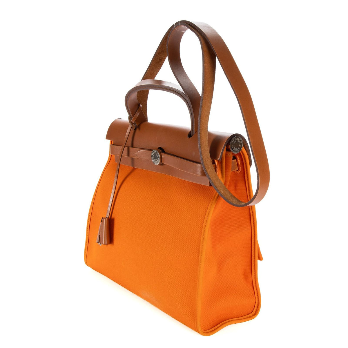 Hermes Herbag Orange Tan Toile Officier Handbag — view 2