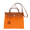 Hermes Herbag Orange Tan Toile Officier Handbag