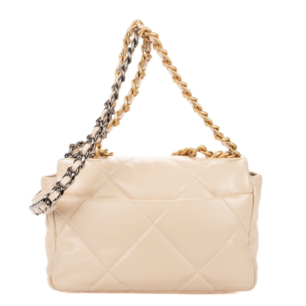 Chanel Classic 19 Flap Bag Beige Quilted Lambskin Leather — view 5