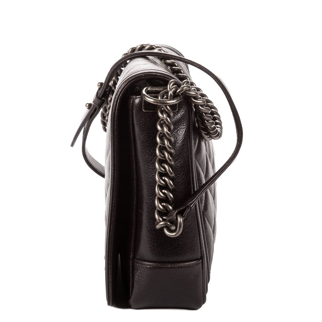 Chanel Large Hobo Black Gray Quilted Lambskin Leather — view 3