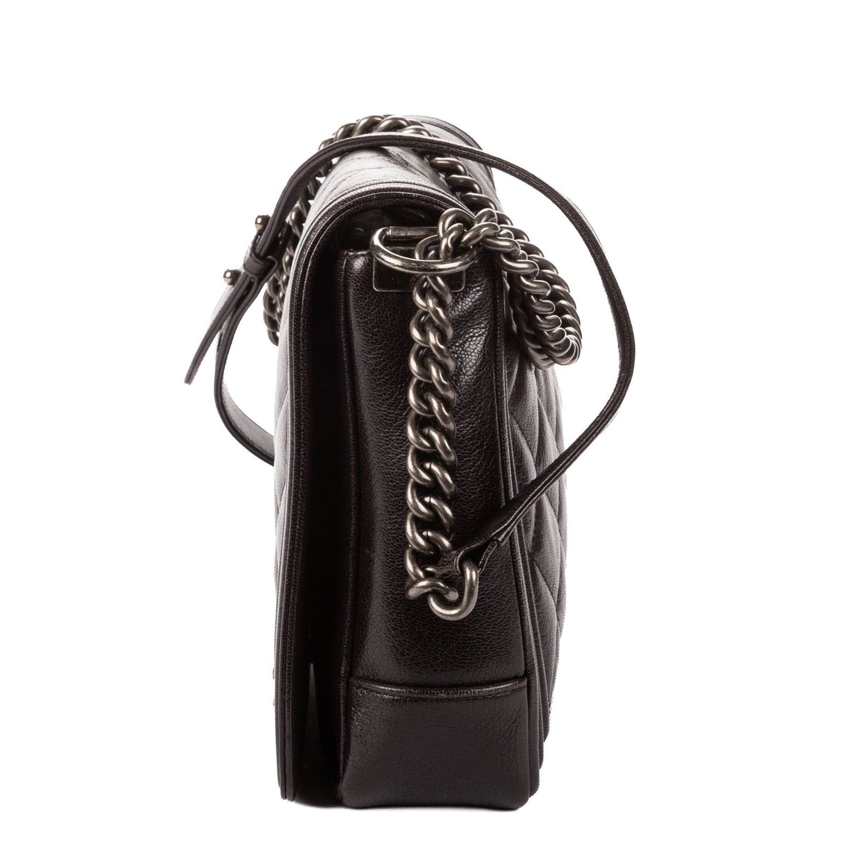 Chanel Large Hobo Black Gray Quilted Lambskin Leather — view 3