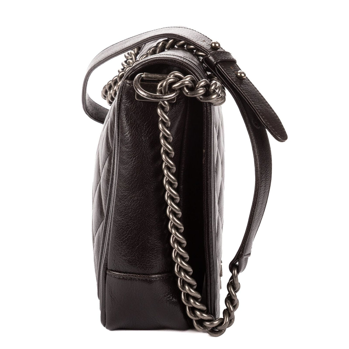 Chanel Large Hobo Black Gray Quilted Lambskin Leather — view 4