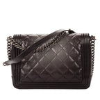 Chanel Large Hobo Black Gray Quilted Lambskin Leather — view 5