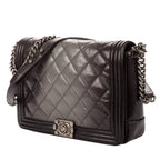 Chanel Large Hobo Black Gray Quilted Lambskin Leather — view 2