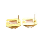 Chanel CC Logo Square Earrings Bicolor Yellow Gold Colored Pink — view 5