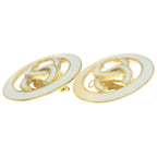 Chanel 93C Coco Circle Earrings White Gold Vintage — view 4