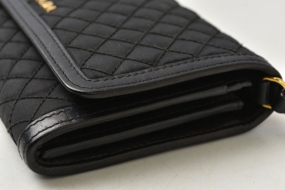Prada Shoulder Bag Multi Wallet Bifold Black Leather — view 7