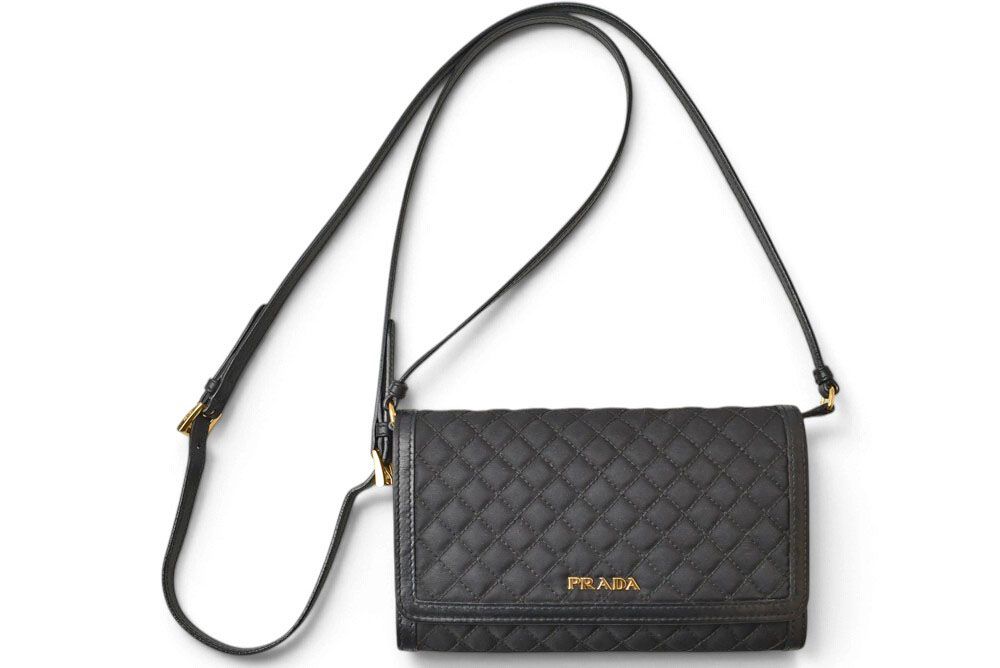 Prada Shoulder Bag Multi Wallet Bifold Black Leather — view 2