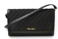 Prada Shoulder Bag Multi Wallet Bifold Black Leather
